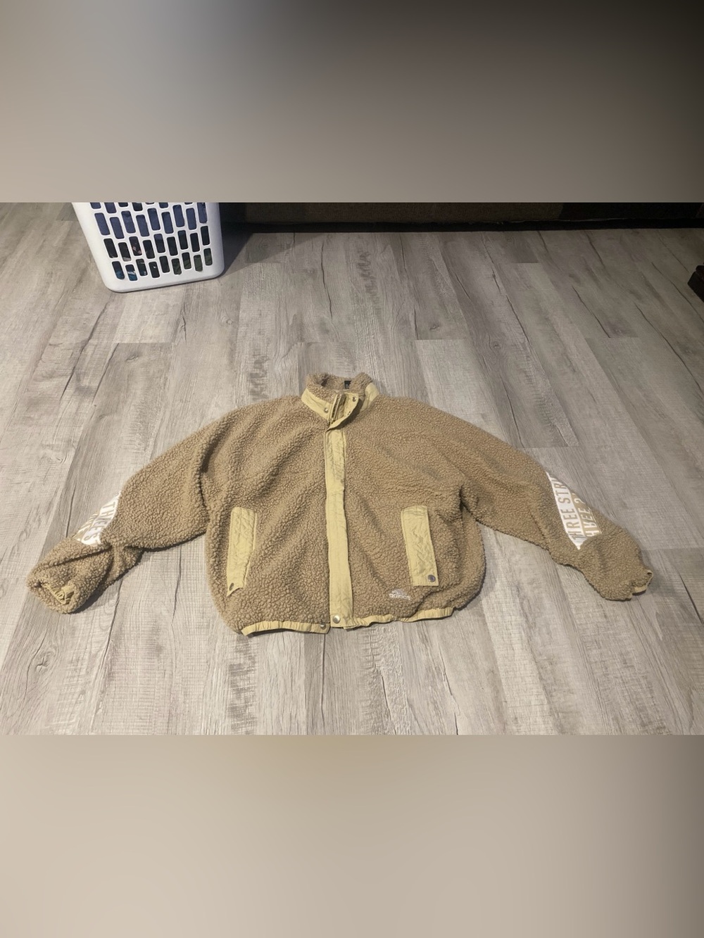 Adidas Sample Women’s Tan Sherpa Puffer Jacket with Contrast Trim